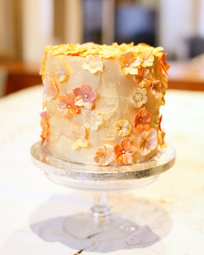 Golden buttercream blossom cake