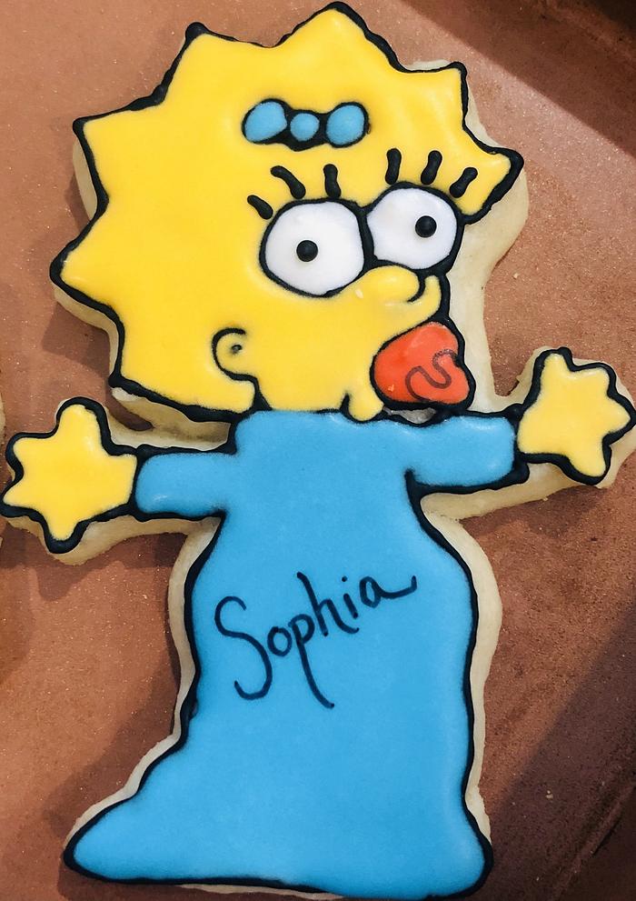 Maggie Simpson birthday cookies 