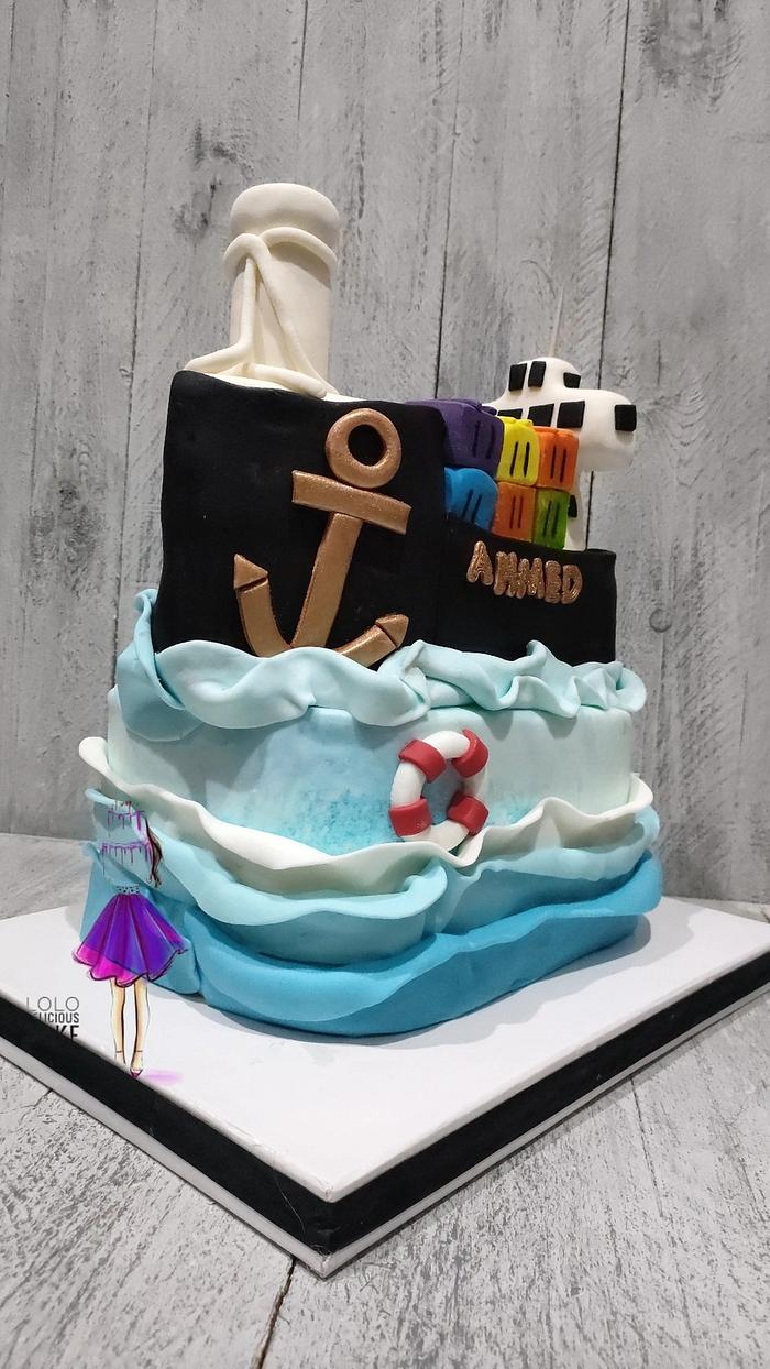 Company cake by lolodeliciouscake 💙,🛳️🚢🖤