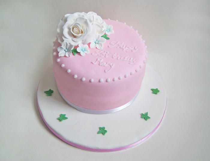 Pink and white rose cake