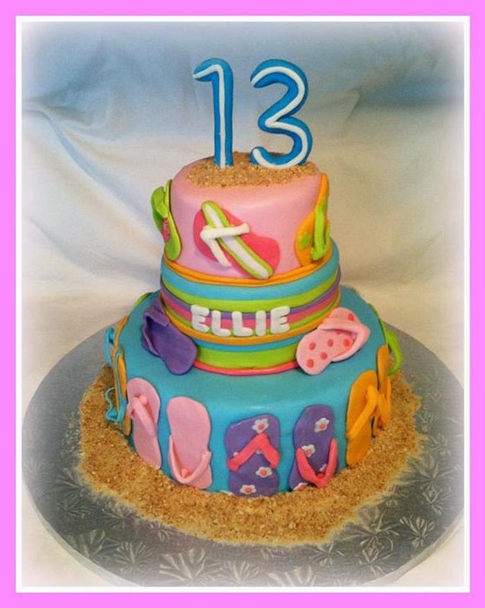 Flip Flop Themed Birthday Cake