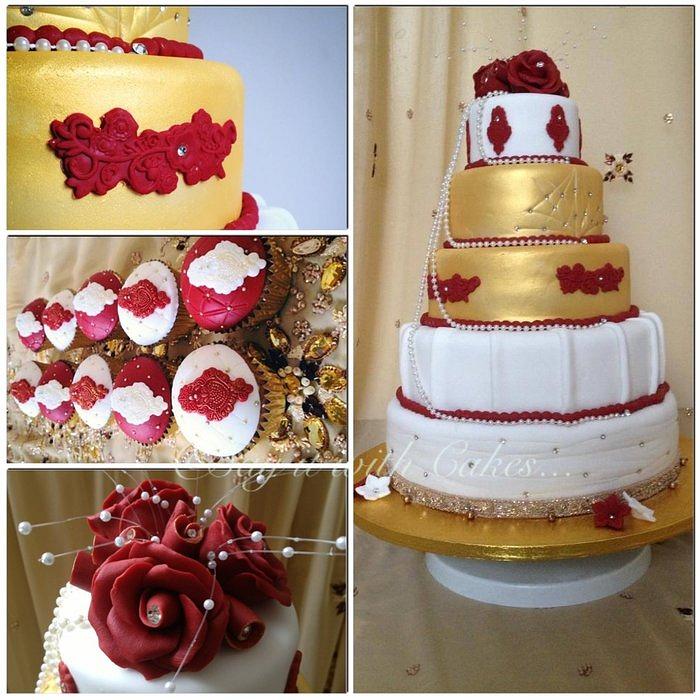 5 tier bollywood inspired wedding cake