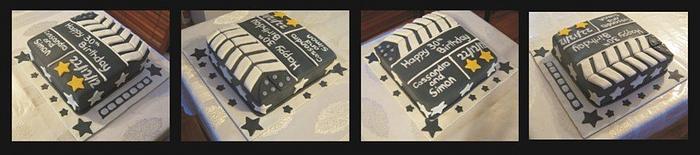 Clapper-board/Directors cut cake.