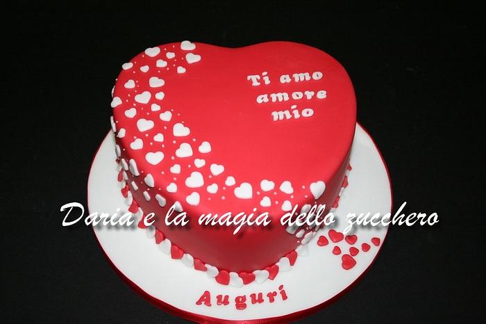 Red heart cake