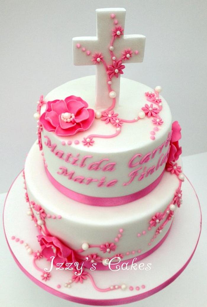 A very pink christening cake!