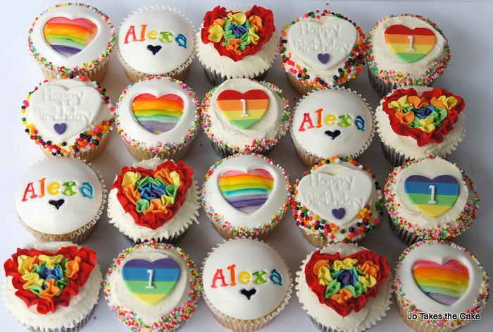 Rainbow Love Ruffles cupcakes