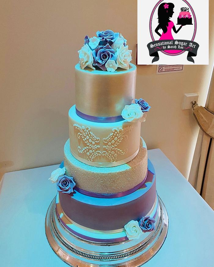 Lilac and White Wedding Cake