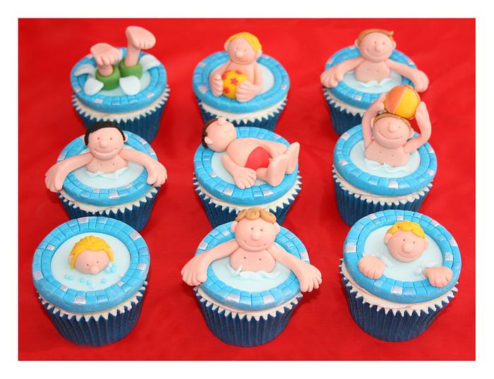 Swimming party cupcakes