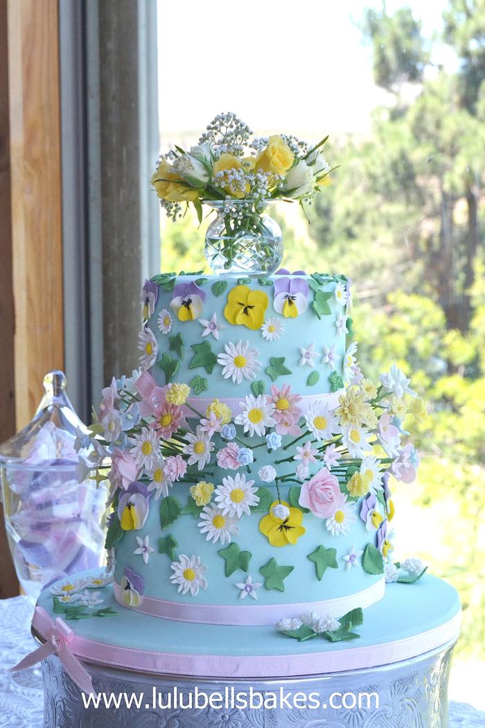 Flower christening cake