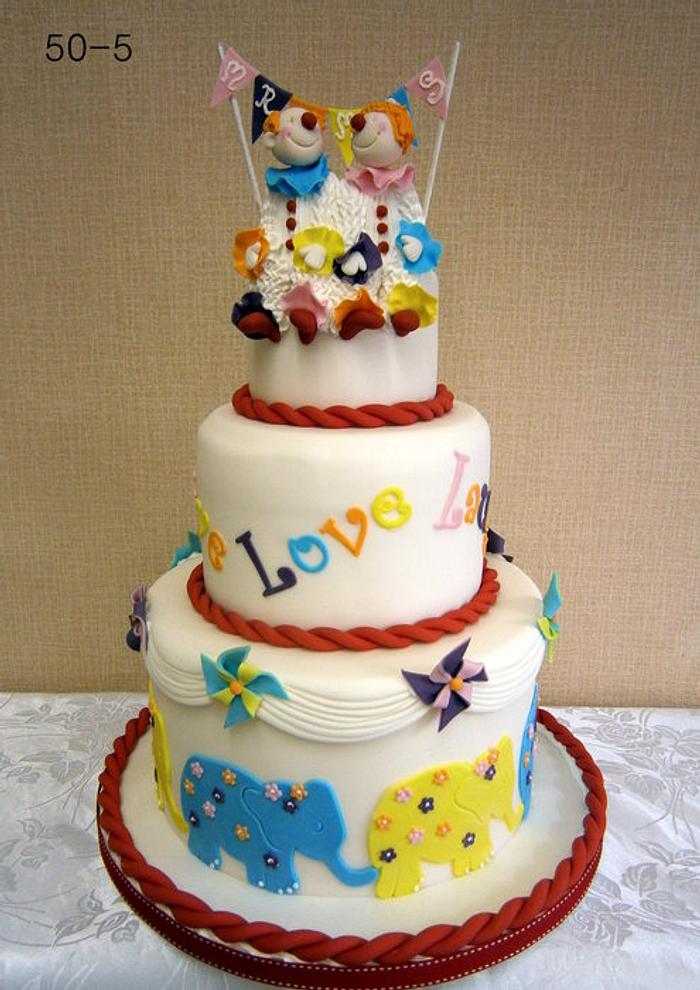 Circus themed wedding cake