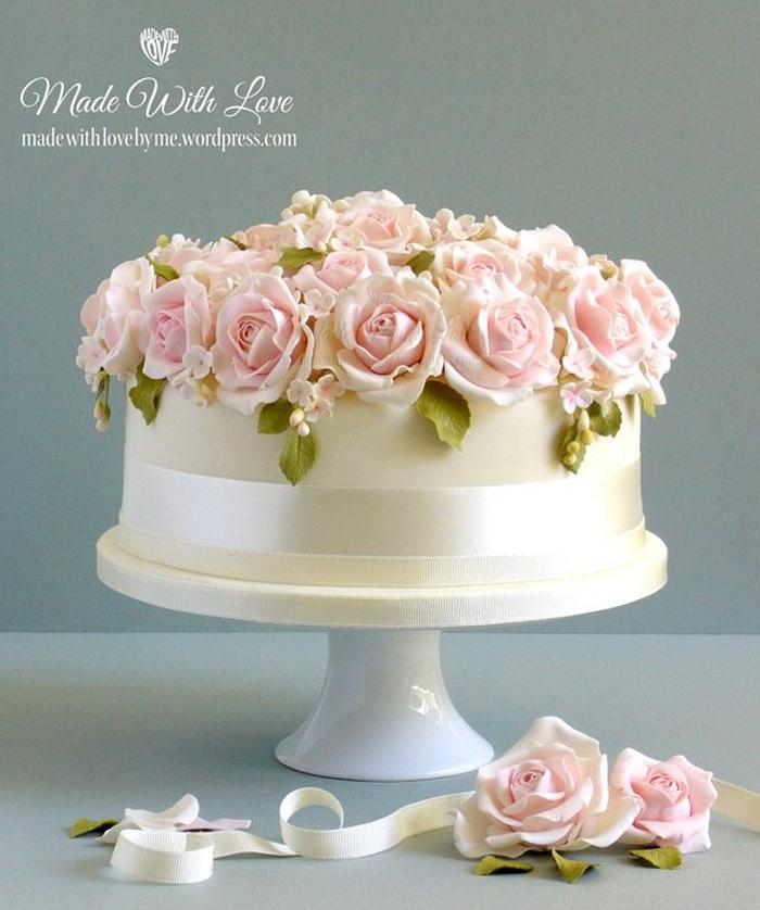 Bed of Roses Wedding Cake