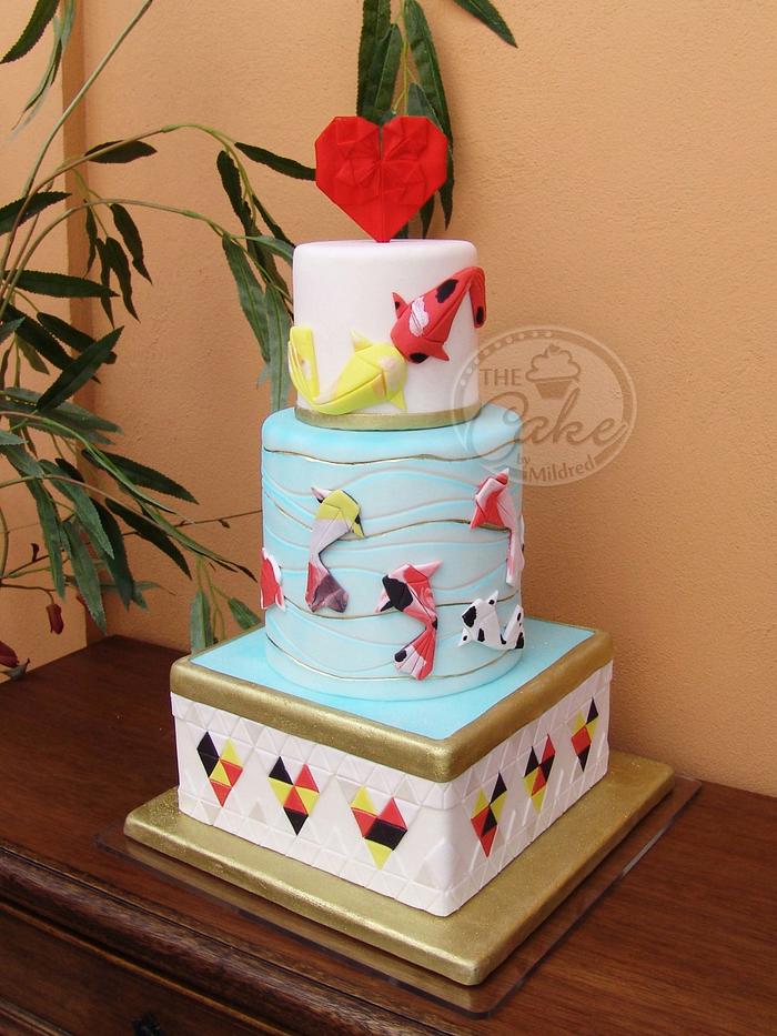 Origami koi fish Wedding cake