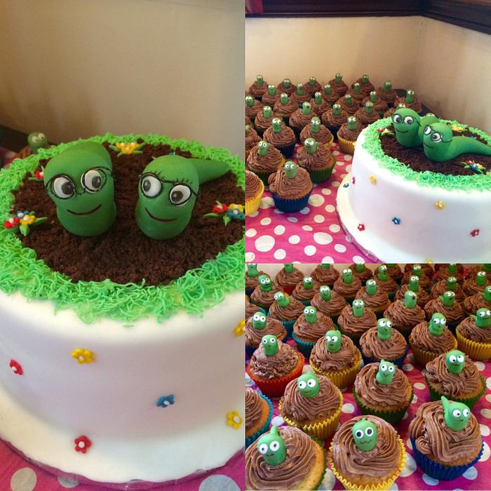 Worm anniversary cakes