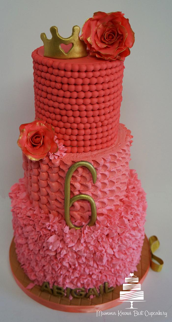 Buttercream Pink & Gold Princess Cake