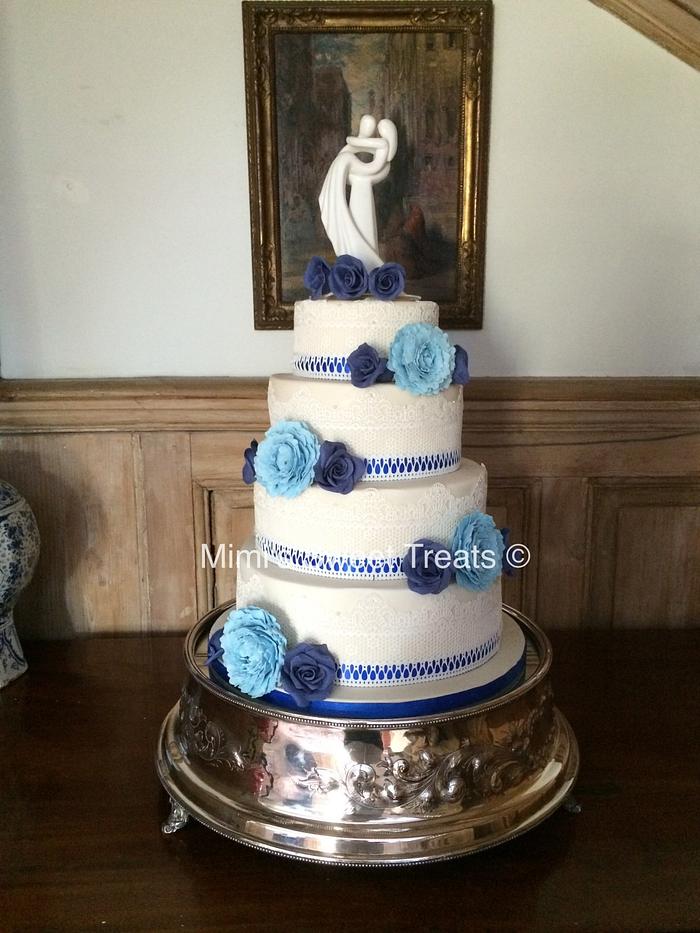 'Something Blue' Wedding Cake