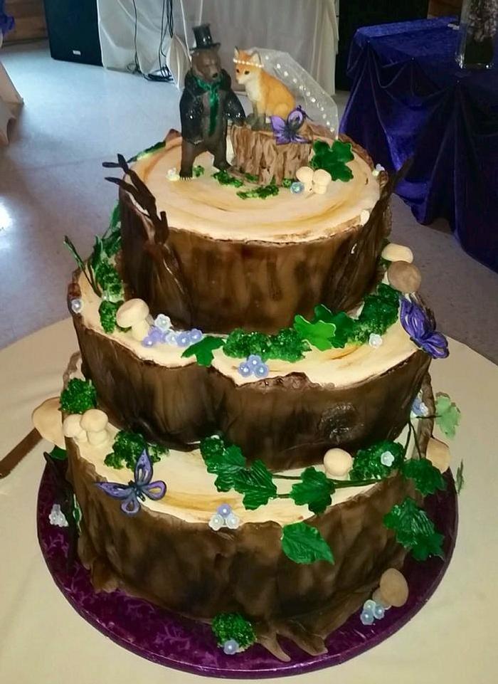 woodland theme wedding cake
