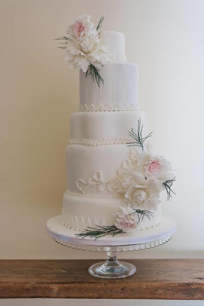 Pale blush wedding cake