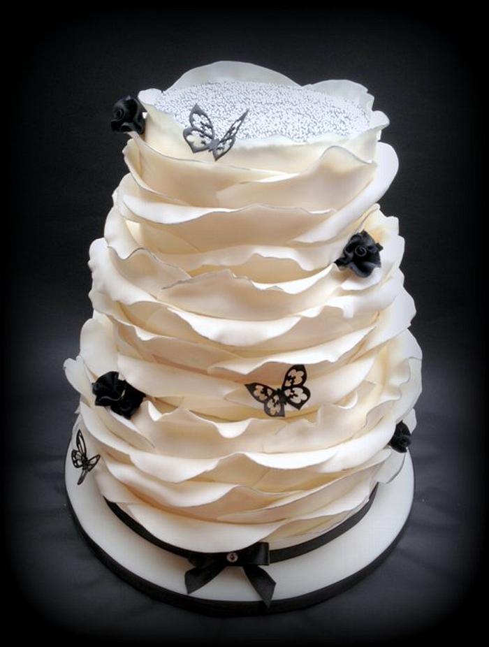 Ruffle wrap wedding cake