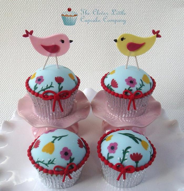 Hand Painted Birdie Cupcakes