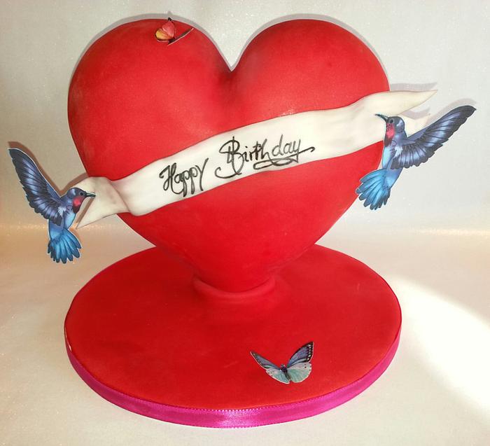 3D  standing heart cake 