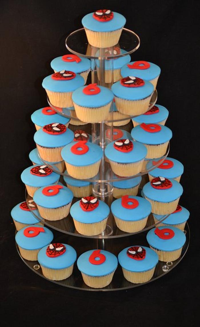 spiderman cake and cupcakes