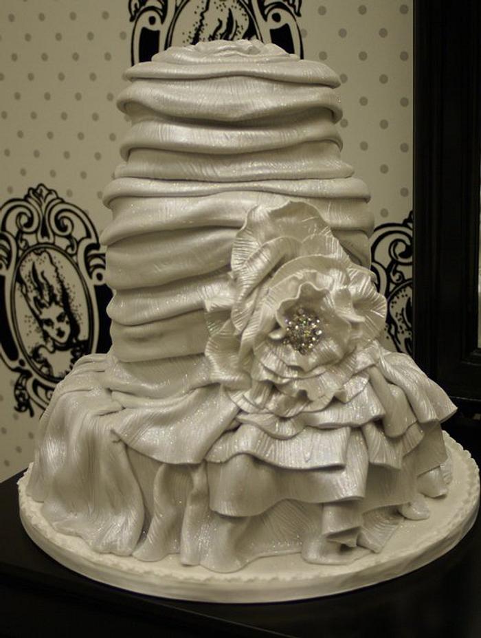 Silver Metallic Ian Stewart Wedding Dress Cake