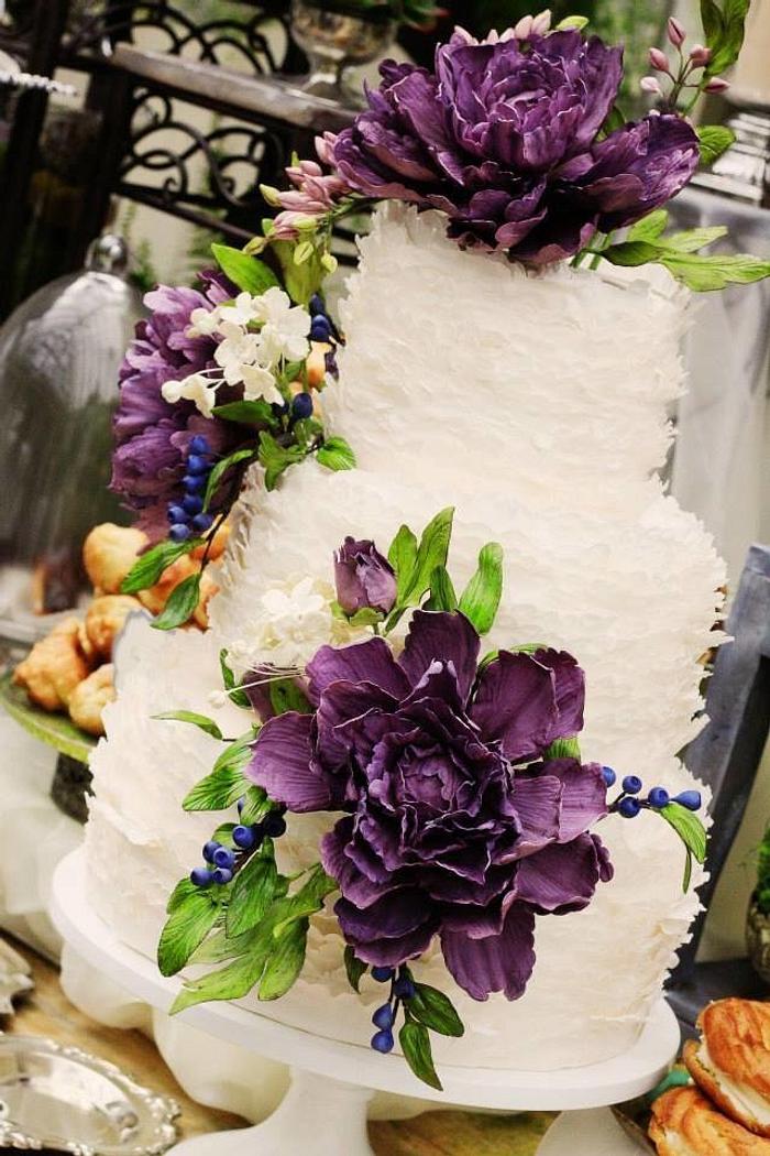 Ruffle Wedding Cake with Sugar Flowers