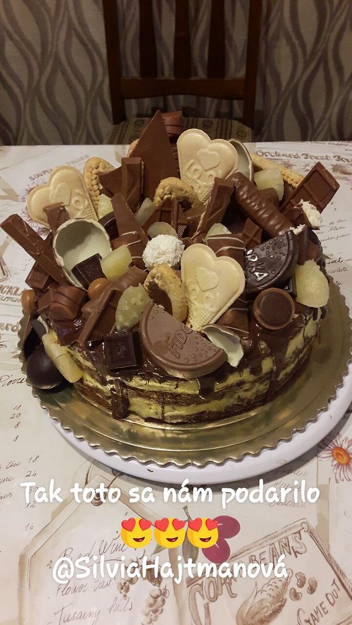 Cake with chocolates