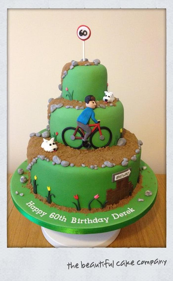 Westie Dogs and Bicycle 60th birthday cake