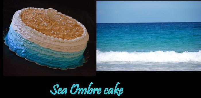 Sea inspired ombre cake