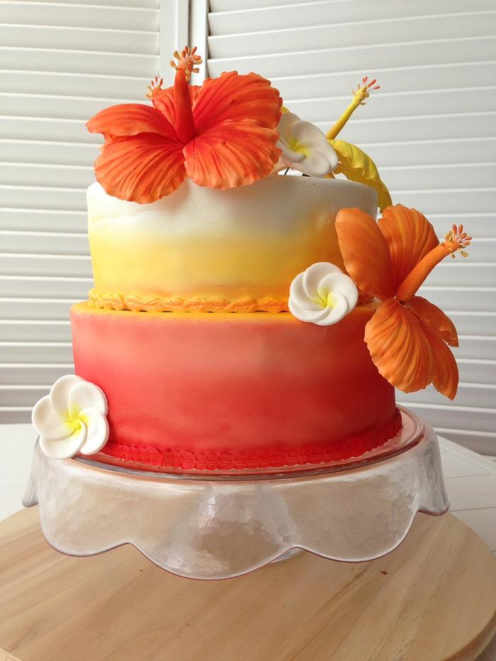 Hibiscus cake topper