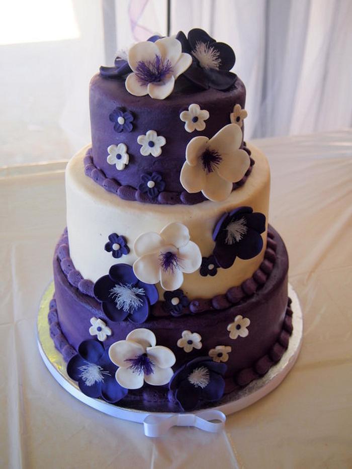 Plum and White Wedding Cake