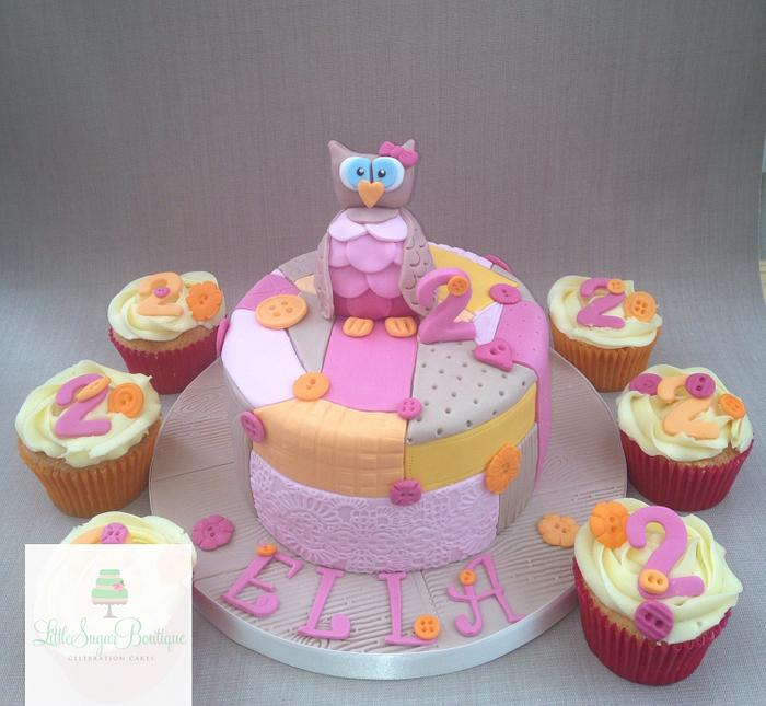 Owl cake with Cupcakes