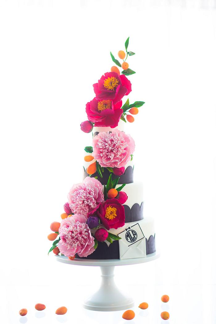 Preppy Monogram Sugar Flower Cake