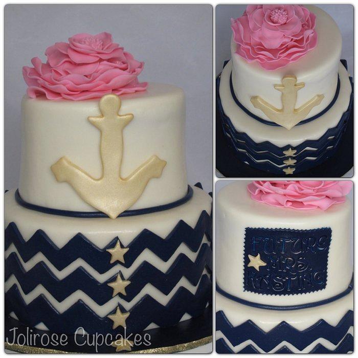 Nautical bridal shower cake