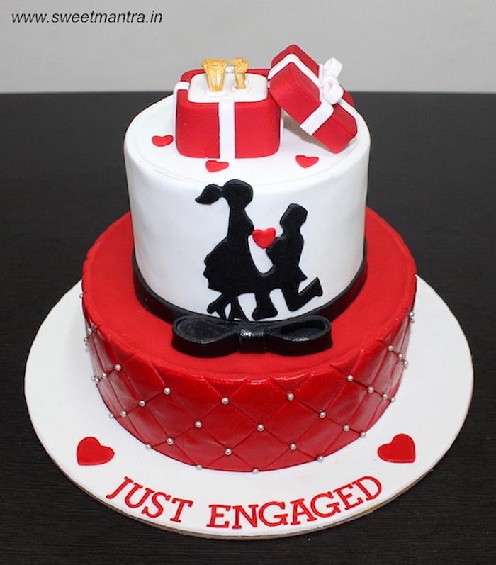 Engagement, Ring Ceremony theme 2 layer customized cake