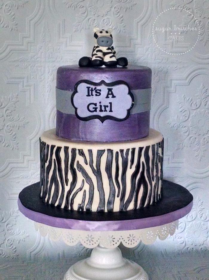 Zebra baby shower cake