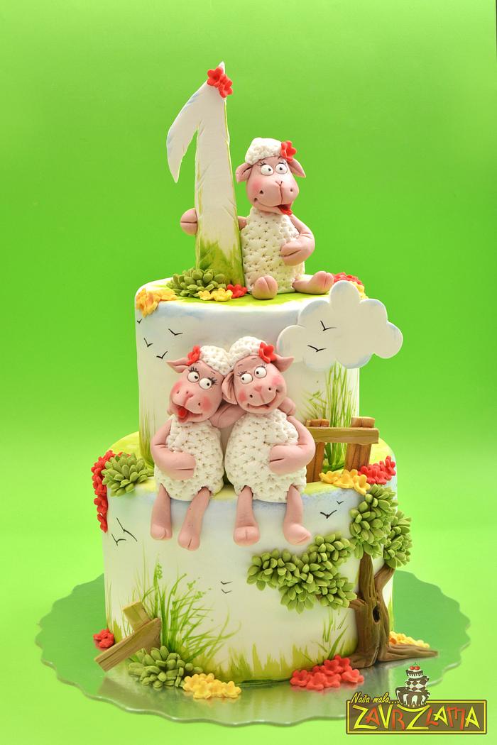 Little sheep birthday cake