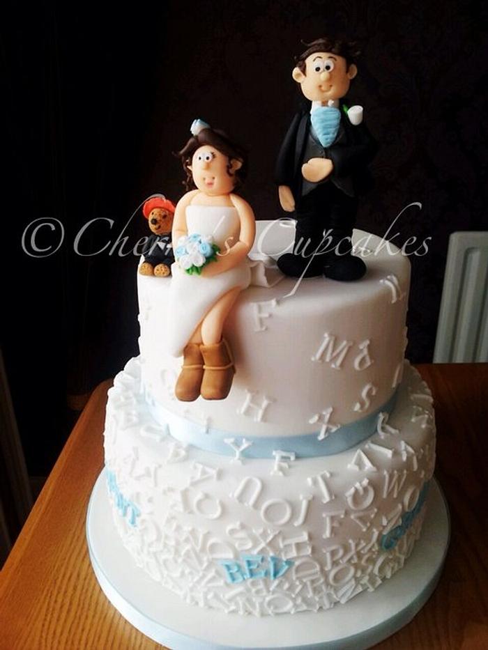 Falling Letters Wedding Cake