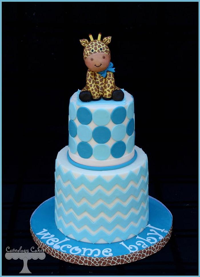 Giraffe Baby Shower Cake 