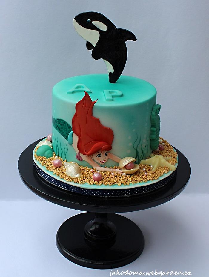 Mermaid and orca cake
