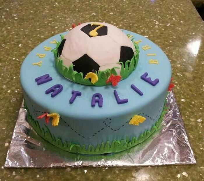 girl soccer theme cake