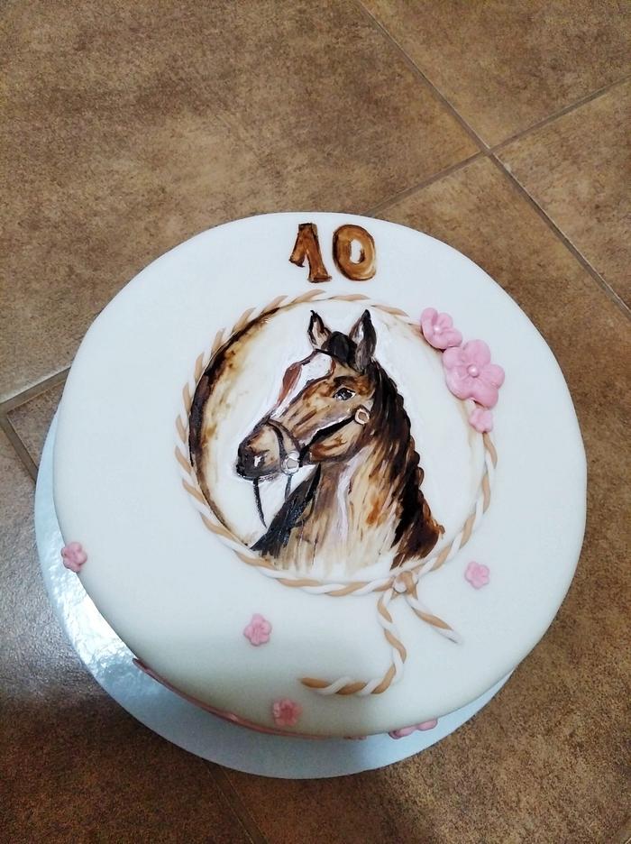 Cake with handpainted horse