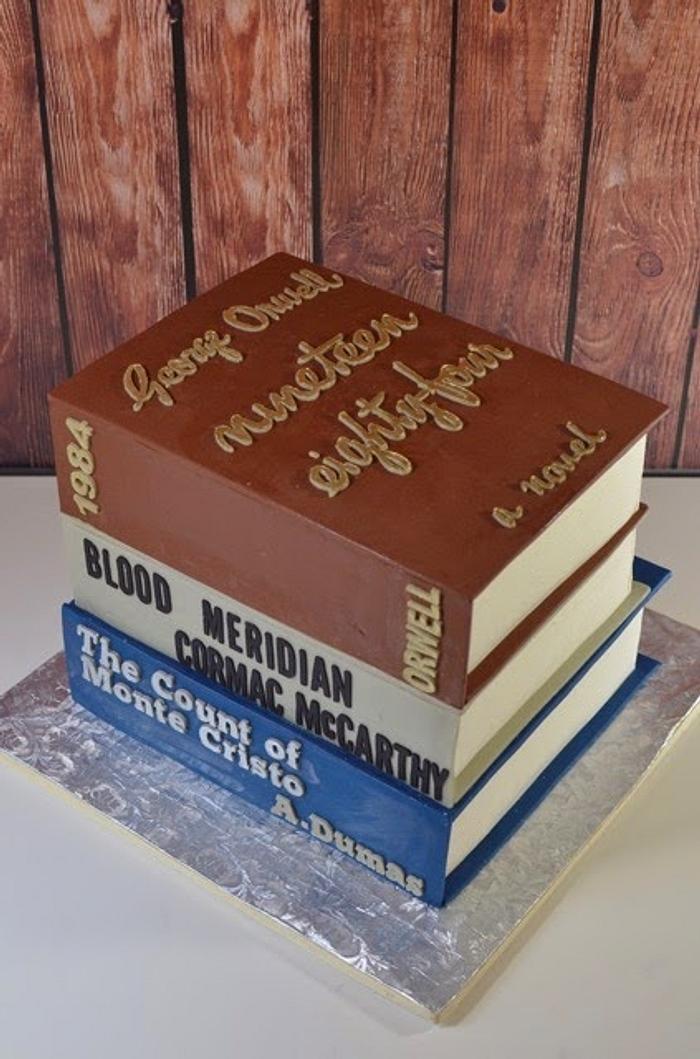 Stacked Books Groom's Cake