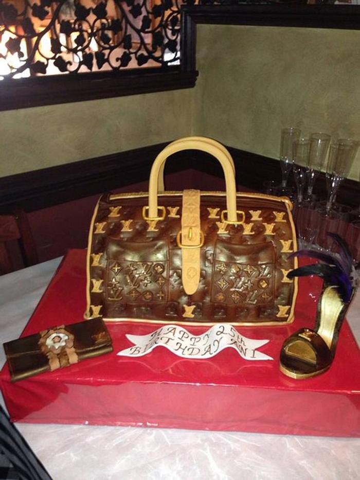Louis Vuitton Handbag cake, shoe and wallet