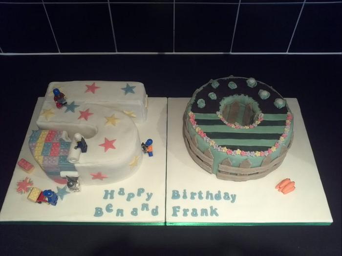 Joint 5th and 50th birthday cakes.