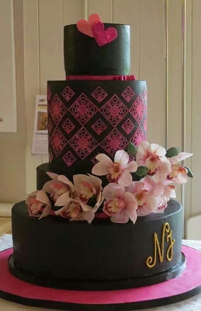 Modern black wedding cake