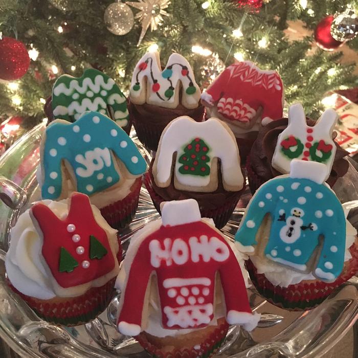 Ugly Christmas sweater cupcakes