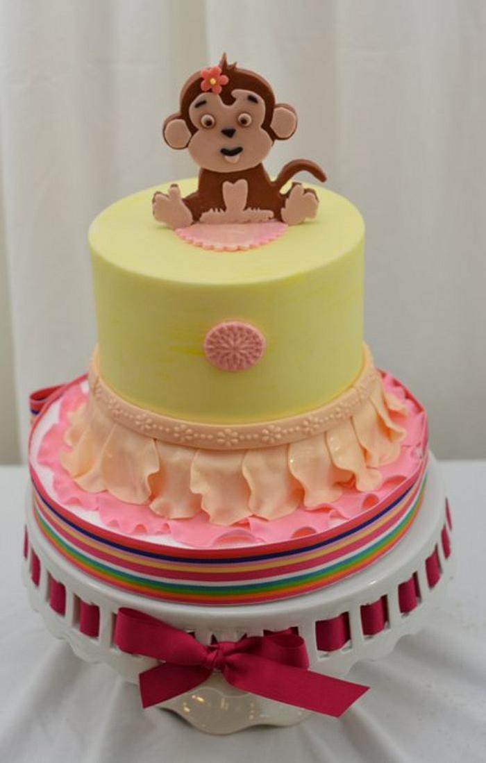 Mod Monkey 1st Birthday Cake