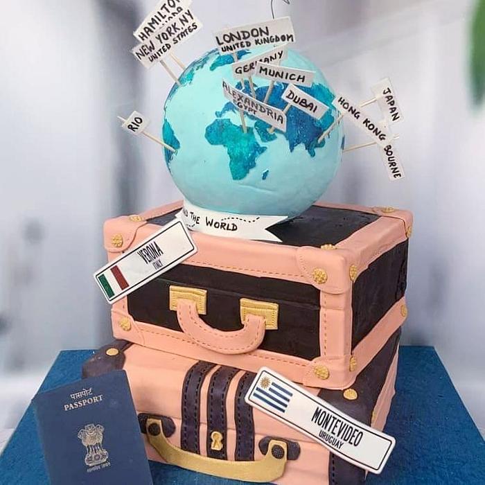 Travel theme cake 
